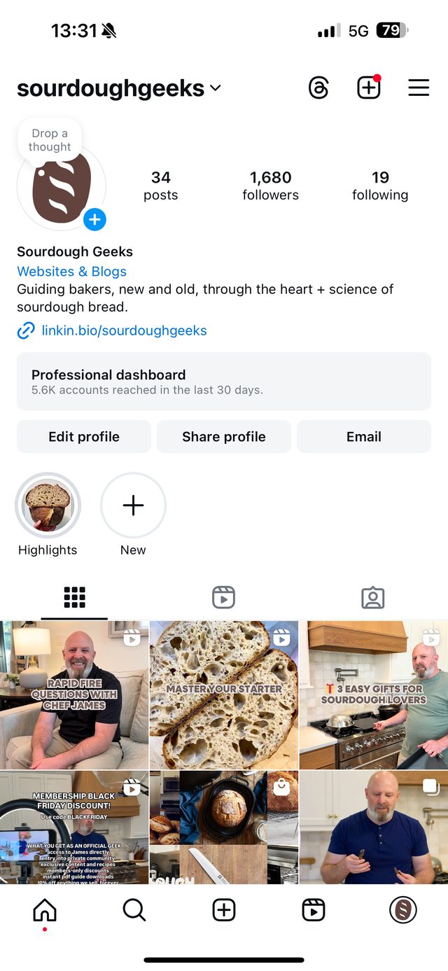 Sourdough Geeks Instagram before